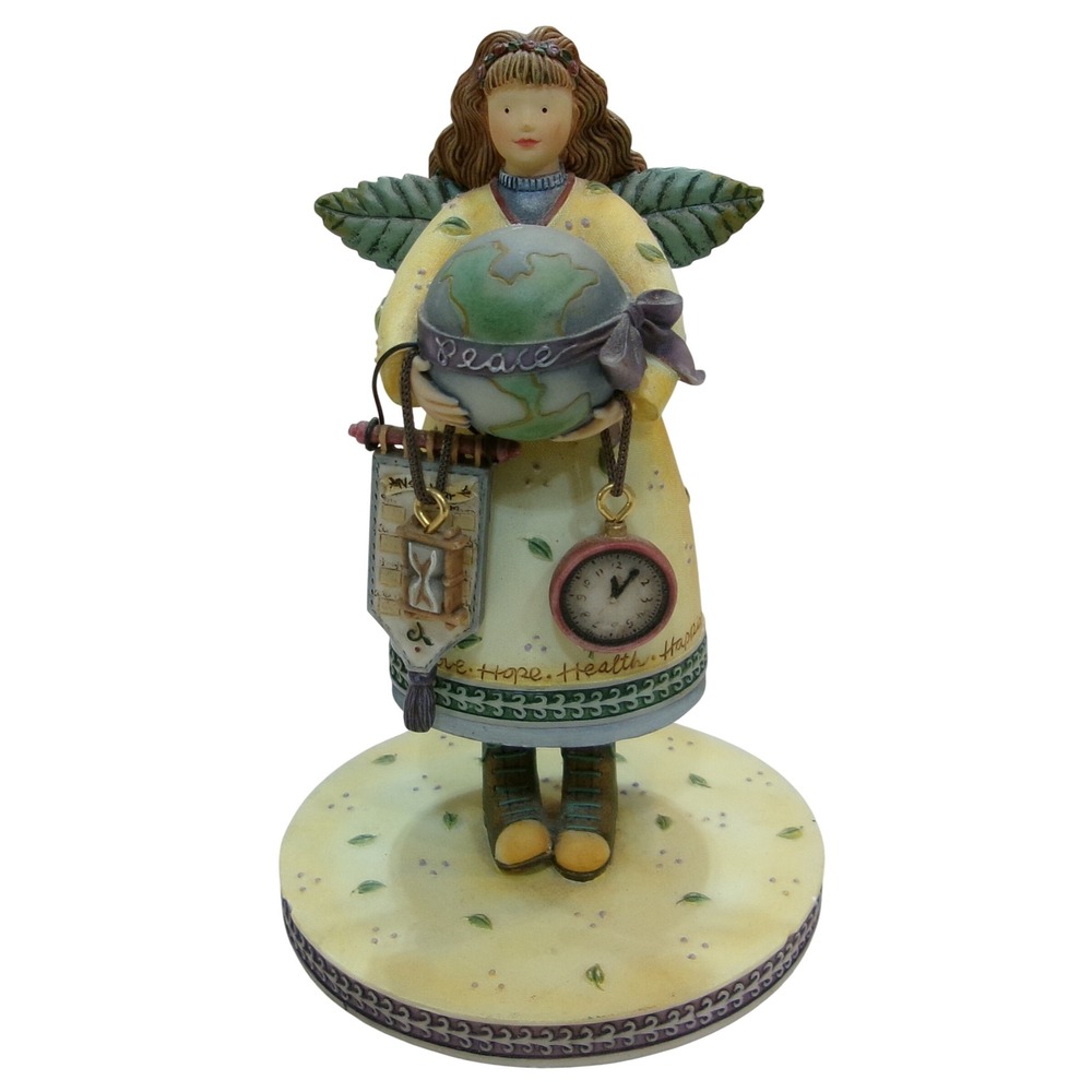 Debbie Mumm Our America Angel Figurine Globe Hourglass Folk Art